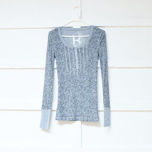 KIRRA Grey Leopard Print Long Sleeve Henley Thermal Shirt | Size M